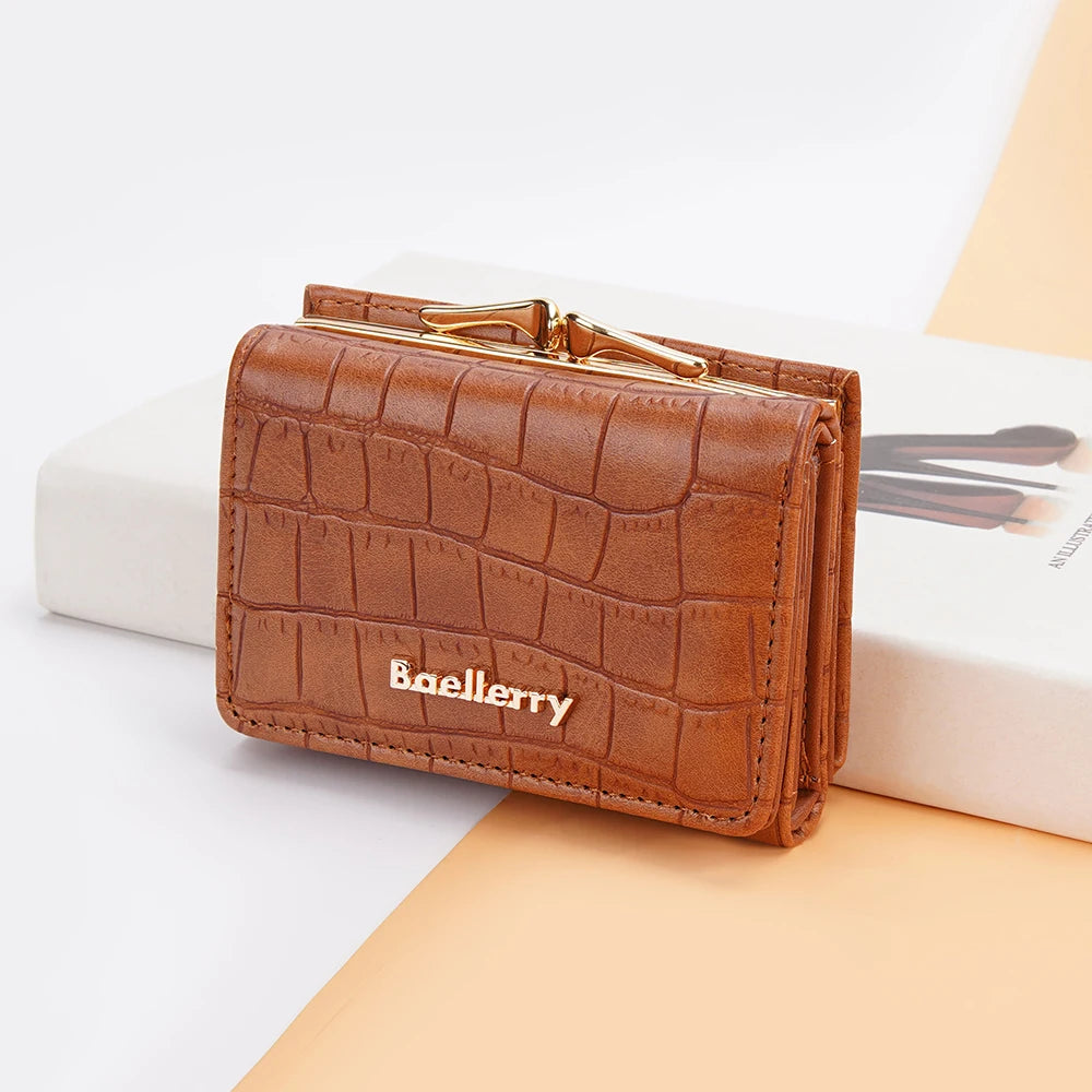 Baellerry New Women Short Wallet Brand Card Holder Simple Coin Pocket High Quality Female Purse Crocodile Pattern Women's Wallet