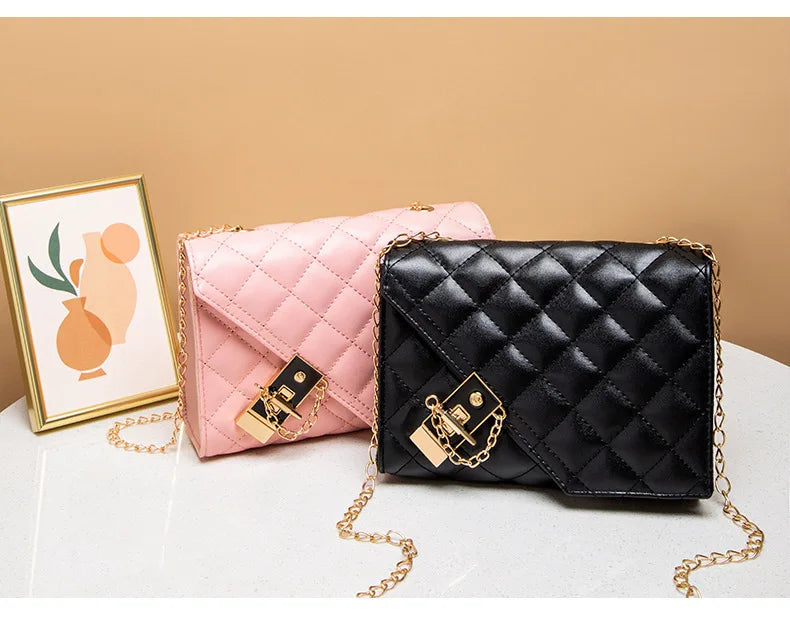 2023 New Flap Crossbody Bags Small Square Women Shoulder Bag Plaid Pu Leather Designer Handbags Chain Lady Women's Bag