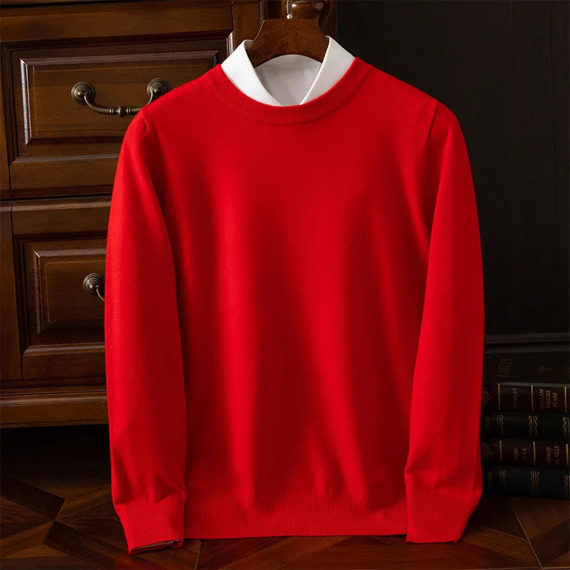 Autumn/Winter New Men's Cashmere Cold Resistant Clothing Round Neck White Sweater Pullover Warm korean Sweaters Pullover Tops