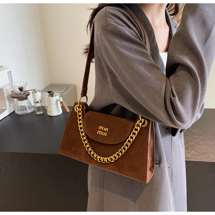 Metal Letter Designer Brand Handbags Top Handle Luxury Shoulder Bags Solid Color Elegant Crossbody Bags Fashion Bags For Women