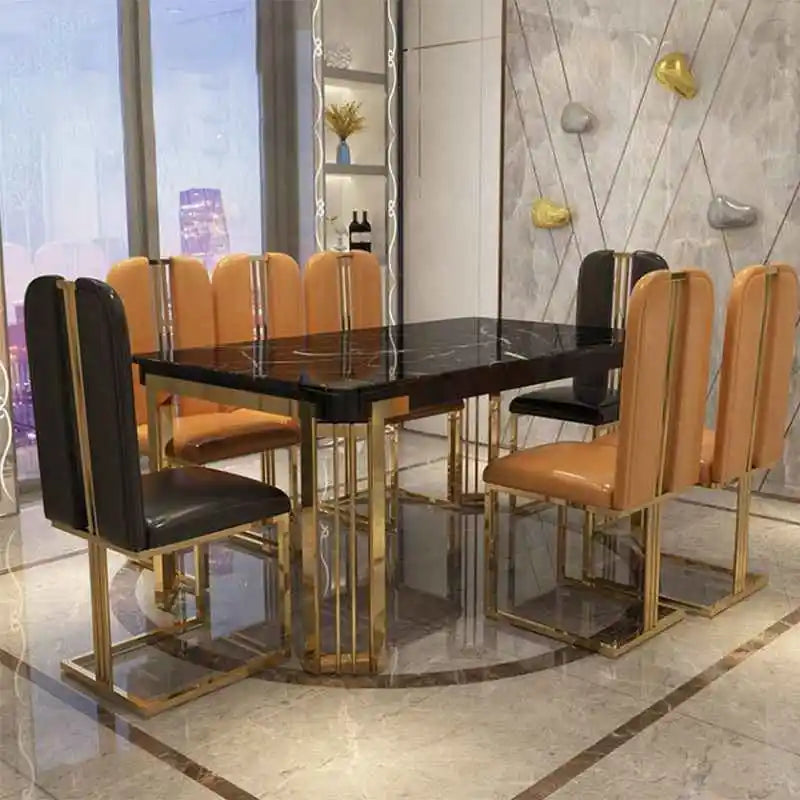 Light Luxury Dining Set 6 Chairs With Modern Table For Large Apartment Home Furniture Exotic Accessories High-End Restaurant