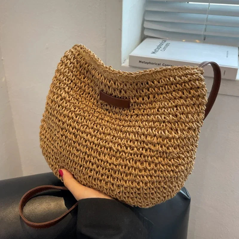 Ladies Fashion Summer Straw Crossbody Bag Women Beach Holiday Shopping Woven Shoulder Handbag Messenger Purses For Women Bags