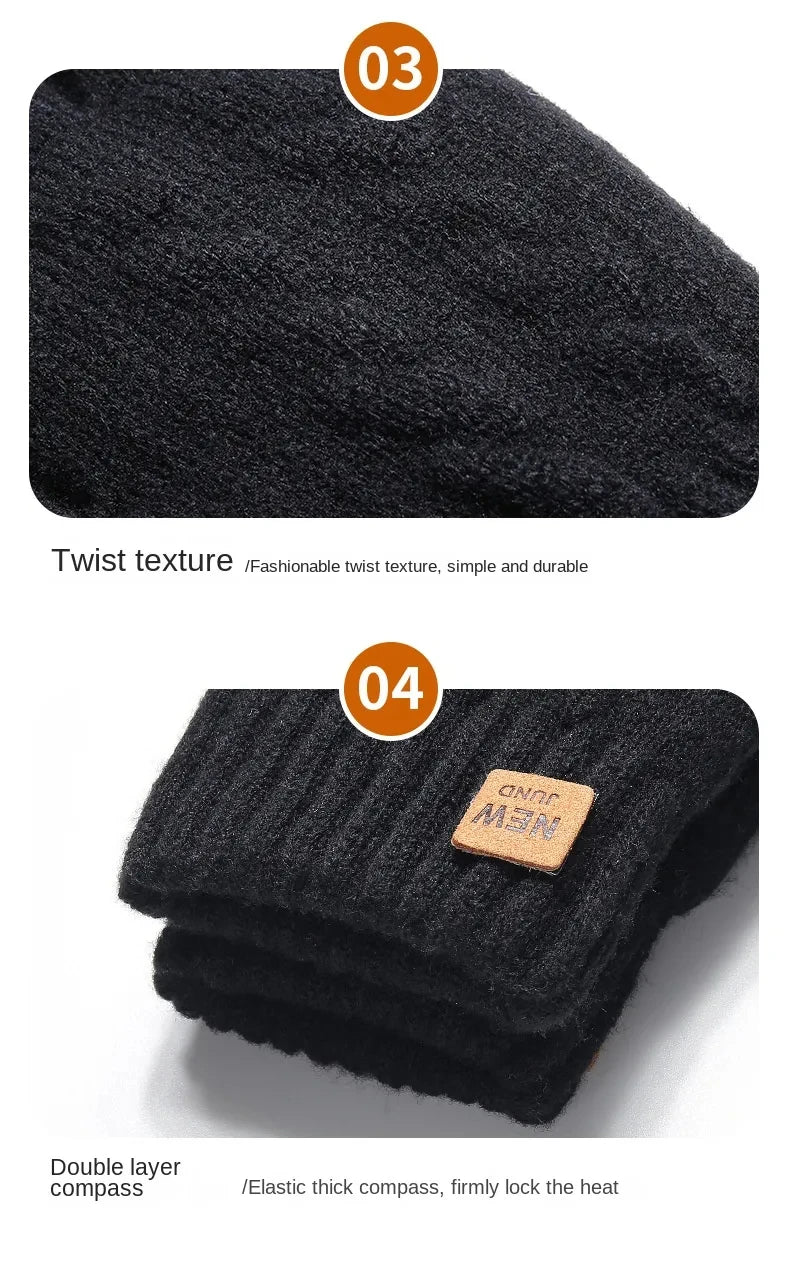 Men Knitted Thick Thermal Full Finger Gloves Women Men Fashion Winter Outdoor Warm Wool Driving  Gloves Touchscreen Mittens