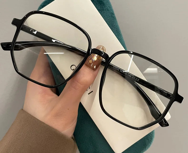 Ultra Light Myopia Glasses Men Women Minus Diopter Eyeglasses Trendy Large Size Square Frame Near Sight Eyewear