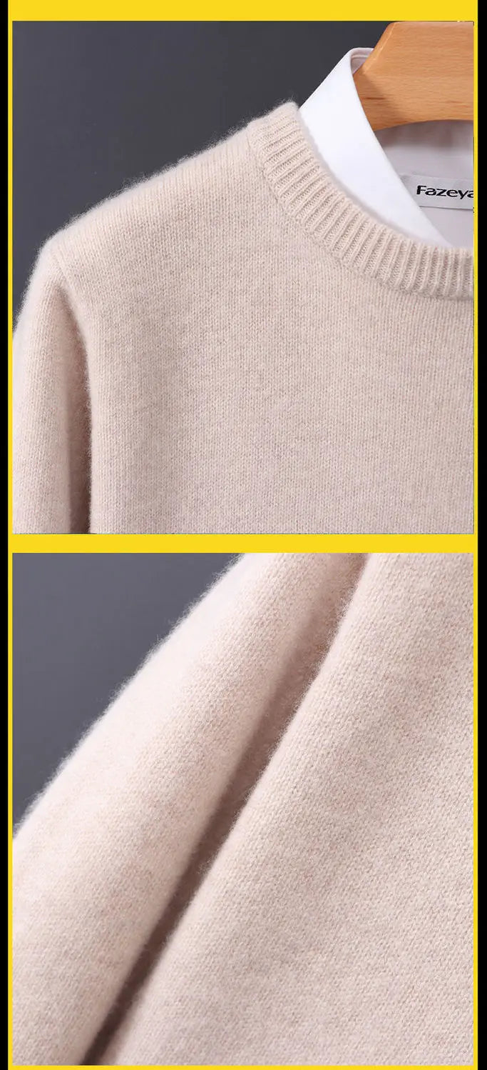 Hot Sale Cashmere Men's Sweater O-Neck Knitted Jumpers Long Sleeve Male Pullover  Soft Warm Woolen Fashion Clothing Big Size