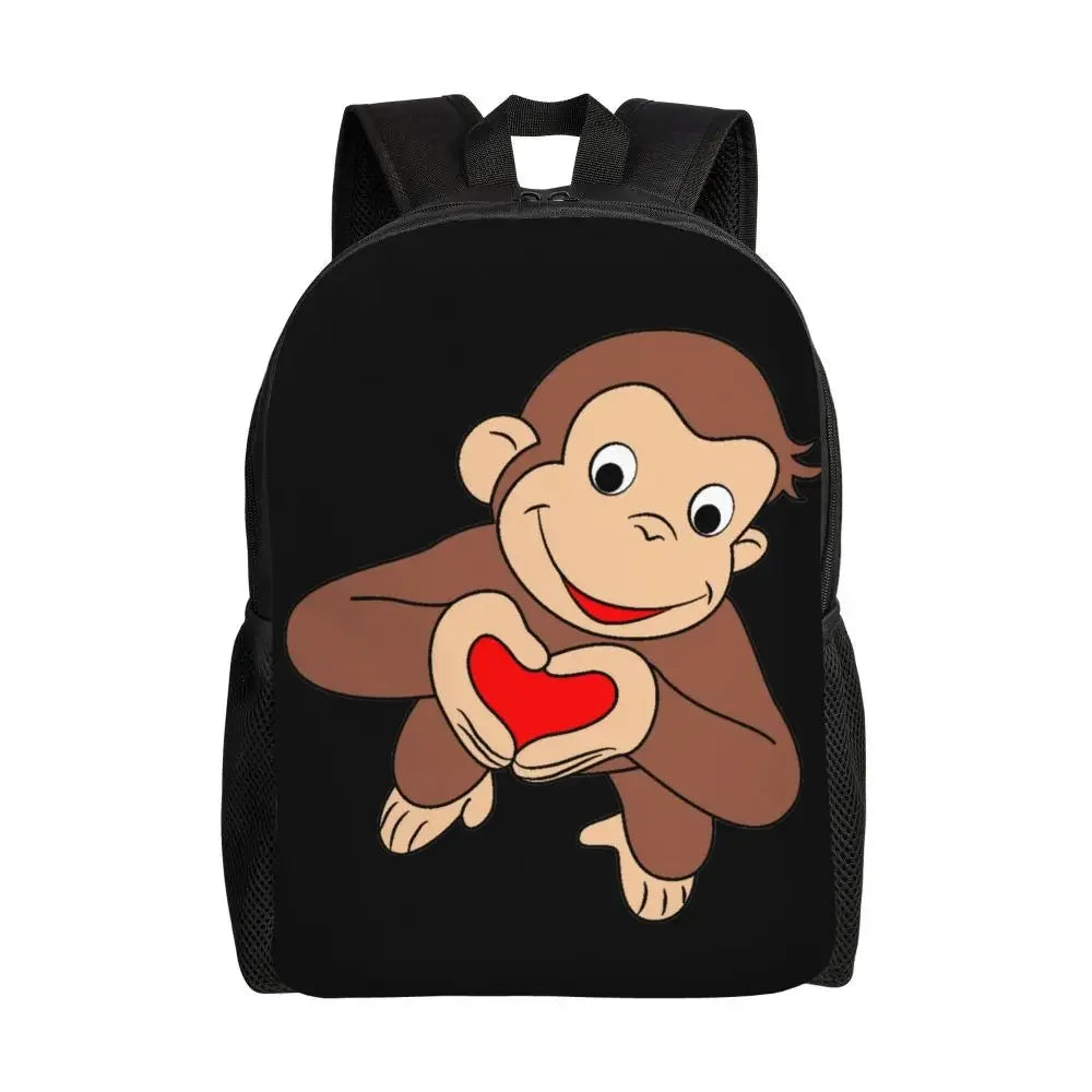 Customized Curious George Backpacks Women Men Casual Bookbag for School College Monkey Bags