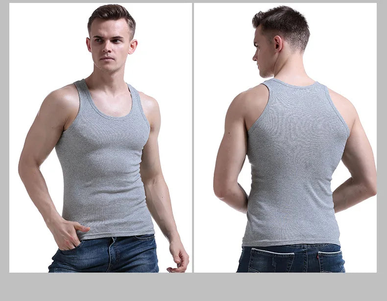 8 Pcs Cotton Mens Sleeveless Tank Top Solid Muscle Vest Men Undershirts O-neck Gymclothing Tees Tops Body Hombre Men Clothing