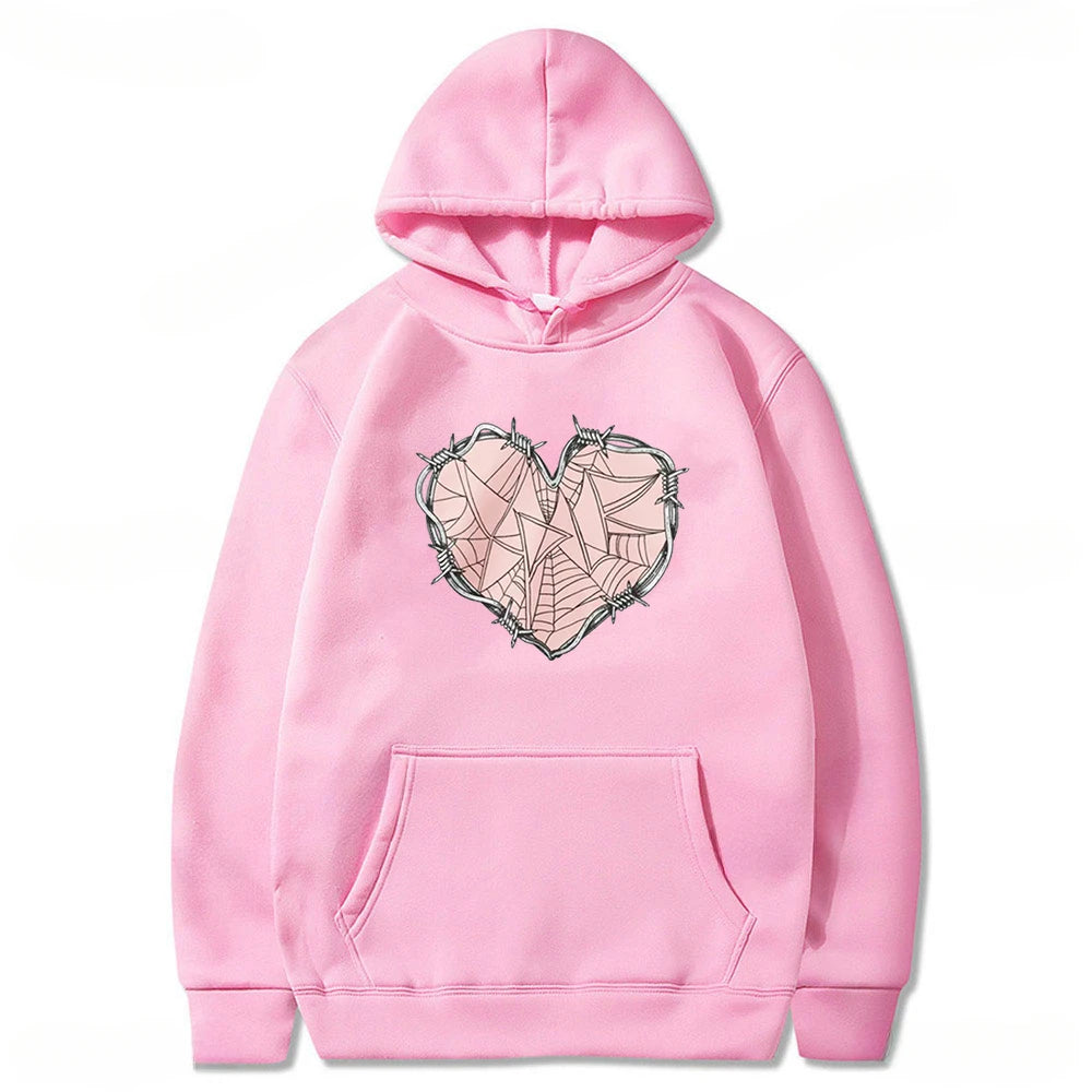 2024 Vêtements de mode XPLR Sam et Colby Merch Web Heart Sweat à capuche à manches longues Femmes Hommes Sweat-shirt Style décontracté Harajuku Streetwear