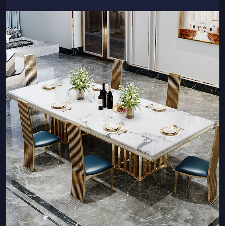 Luxury Modern Dining Table Chair Marble Desk Mobile Kitchen Tables Console Dining Table Mobile Table A Manger Home Furnitures