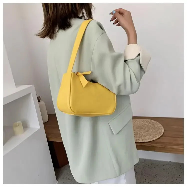 Women Handle Bag Retro Handbag PU Leather Shoulder Totes Underarm Vintage Top Handle Bag Female Small Subaxillary Bag New