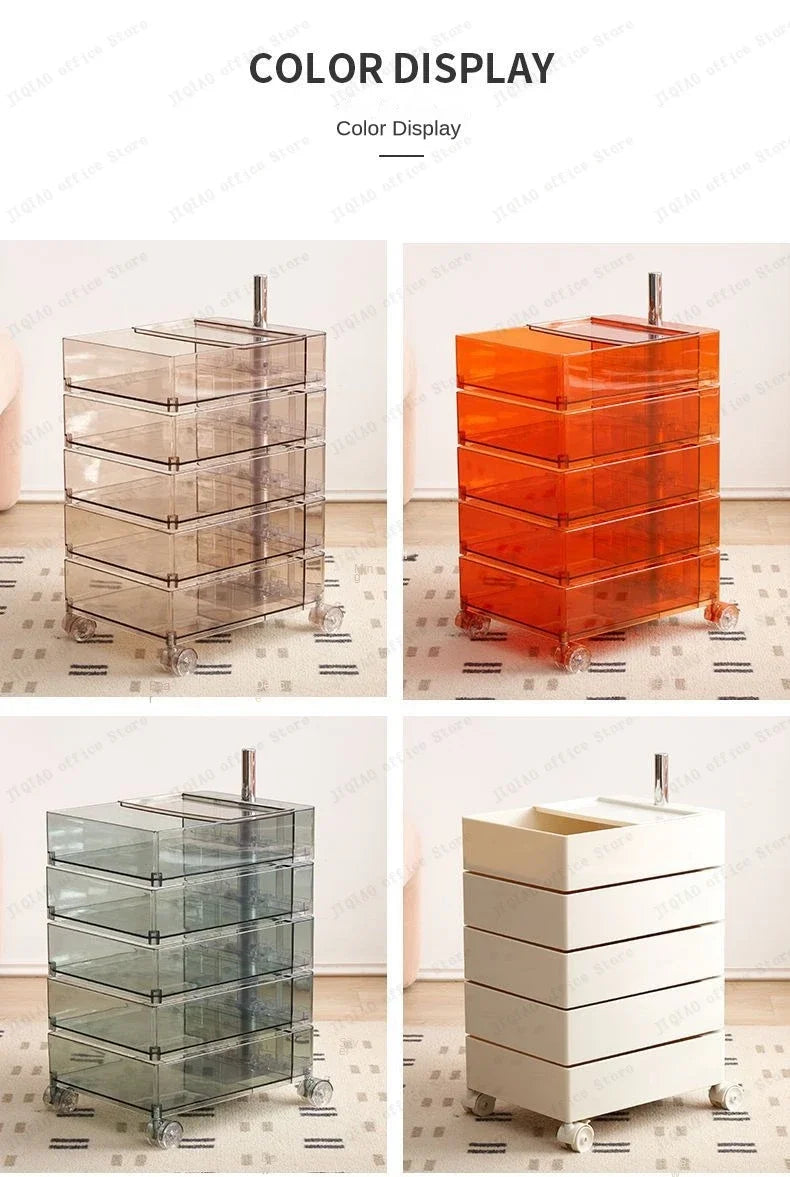 Movable Storage Rack Rotating Bedside Table Storage Cabinet Living Room Home Side Cabinet Multi-layer Snack Storage Cabinet