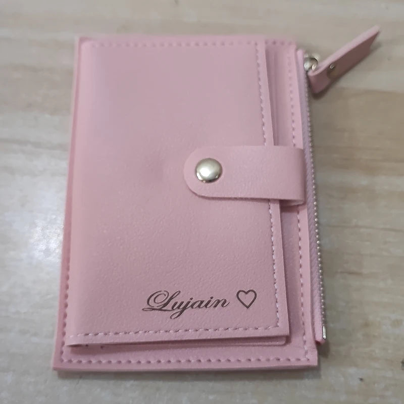 2023 New Short Women Wallets Free Name Engraving Slim Card Holder Female Purses Cute Simple High Quality Brand Women's Wallet