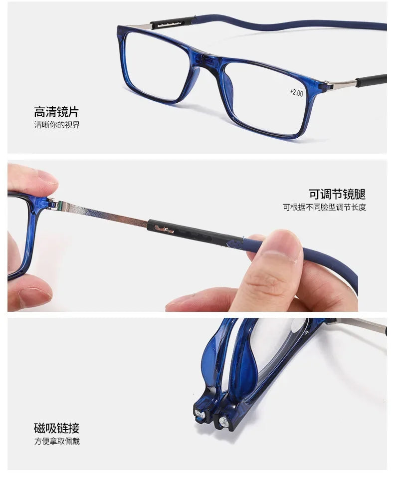 Portable Magnetic Hanging Neck Presbyopia Glasses Magnetic Folding Presbyopia Glasses Scalable Lens Legs