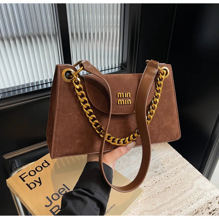 Metal Letter Designer Brand Handbags Top Handle Luxury Shoulder Bags Solid Color Elegant Crossbody Bags Fashion Bags For Women