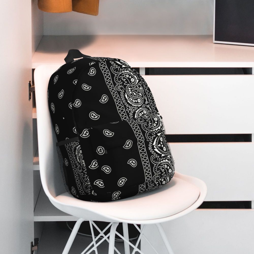 Custom Black White Paisley Chicano Bandana Style Laptop Backpack Women Men Basic Bookbag for School College Student Bag