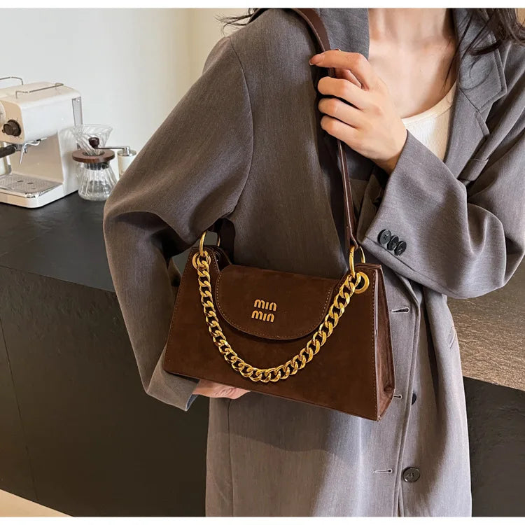 Metal Letter Designer Brand Handbags Top Handle Luxury Shoulder Bags Solid Color Elegant Crossbody Bags Fashion Bags For Women