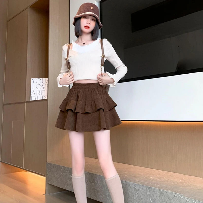 High Waisted Short Skirt Half Body Spring And Autumn Women's Cake Skirt 2024 New A-line Skirts Fashionable Pleated Skirts