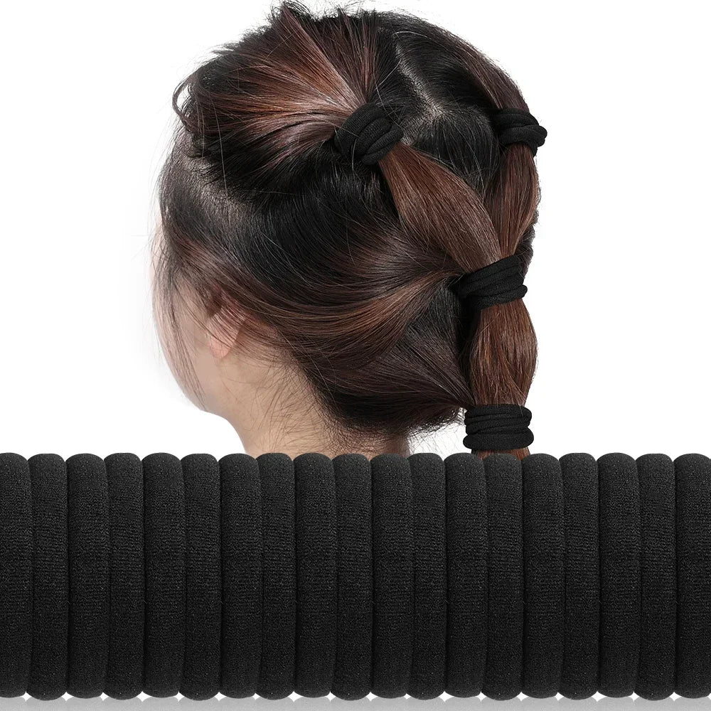 Bandes de cheveux très élastiques pour femmes et filles, bandeau noir en caoutchouc, support de queue de cheval, chouchous, bandeau pour enfants, accessoires pour cheveux