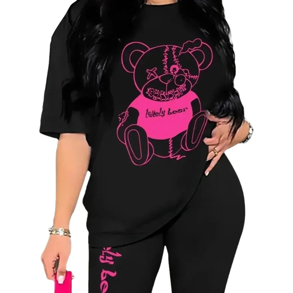 تي شيرتات مضحكة بأكمام قصيرة من ماركة Funny Bear High Street Fashion للنساء والفتيات بتصميم جديد مطبوع للصيف