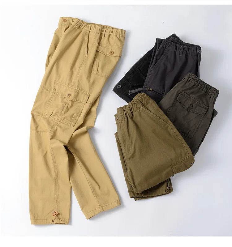 Pantalon tactique pour homme de haute qualité, taille élastique, cargo, grande taille, en coton, pantalon multi-poches, pantalon de travail pour entraînement sportif