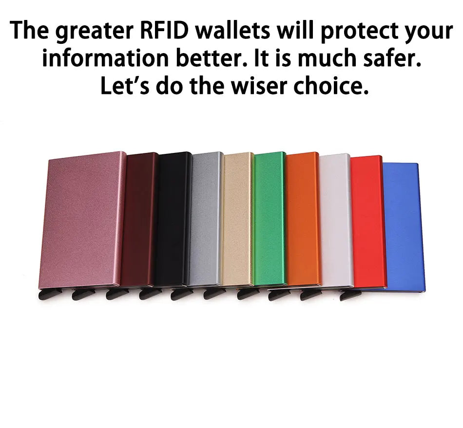 Rfid Smart Wallet Card Holder Metal Thin Slim Men Women Wallets Pop Up Minimalist Wallet Small Black Purse Vallet Walets for Men