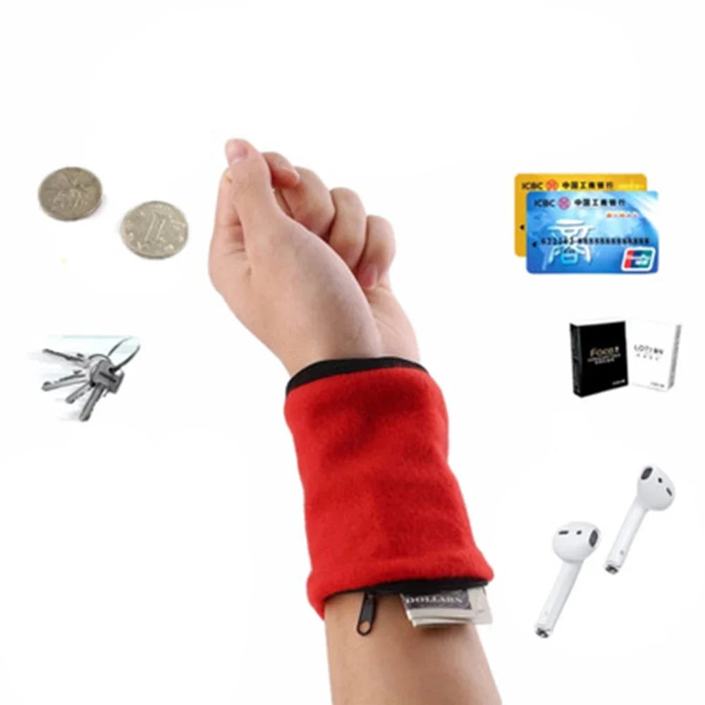 Mini Wrist Wallet Key Pouch Band Fitness Sports Zipper Wristband Running Gym Cycling Safe Coin Purse Cotton Wrist Bag Men Women