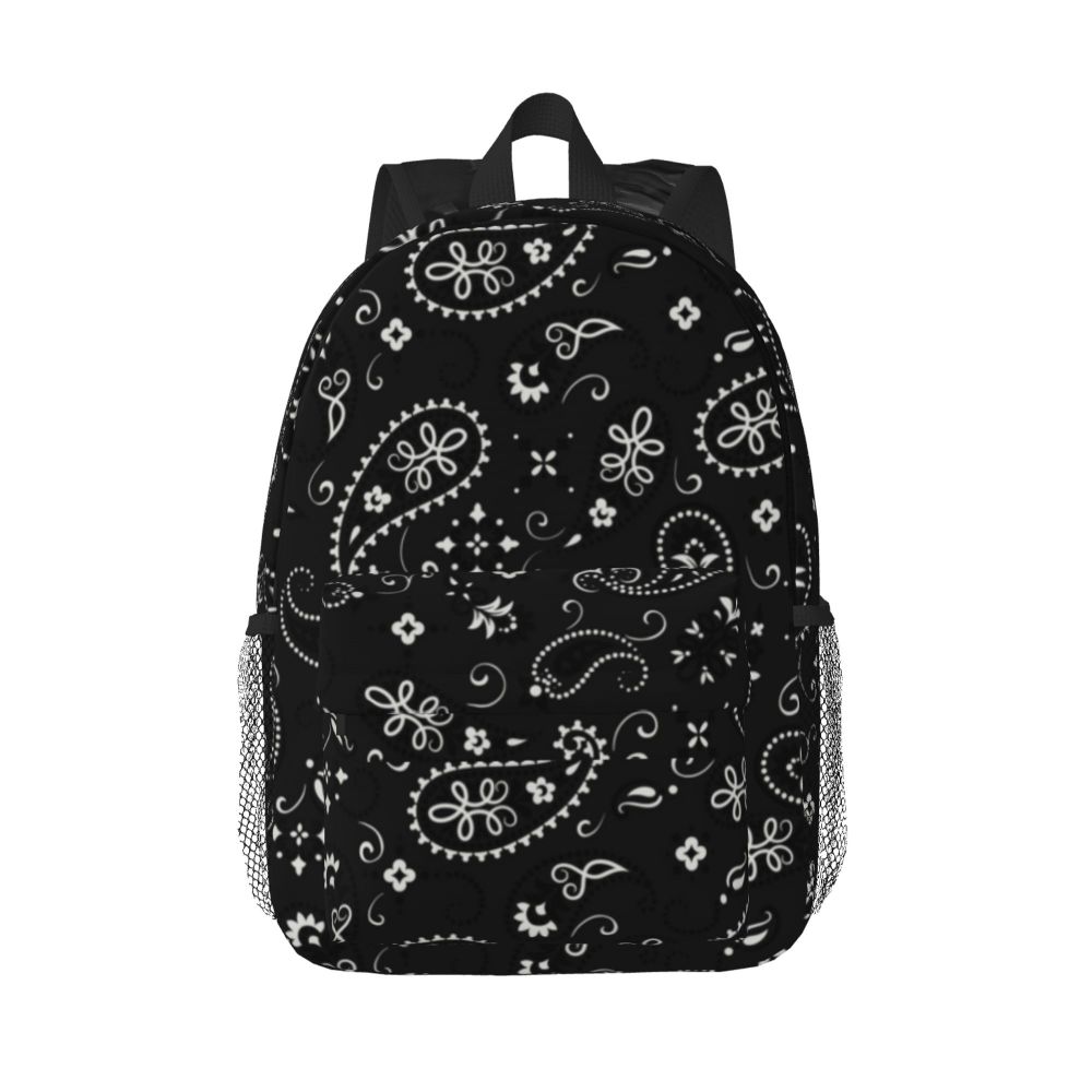 Custom Black White Paisley Chicano Bandana Style Laptop Backpack Women Men Basic Bookbag for School College Student Bag