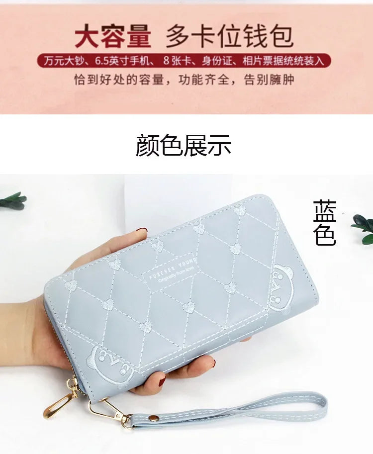 Women Long Wallet Pu Leather Card Holder Large Capacity Hasp Zipper Coin Purse Multi Card Organizer Cell Phone Wristlet Handbag