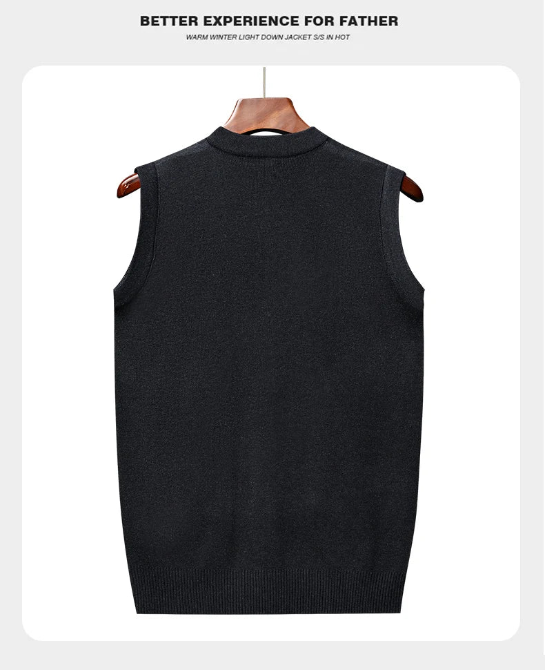 Men's Thickened Casual Sweater Tank Top Autumn and Winter Warm Men's Cardigan Tank Top