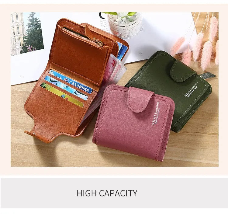 Women Wallets 2023 New Luxury Brand Red Black Small Mini Coin Purse Hasp Card Holder Lady Wallet Zipper Female Leather Buckle