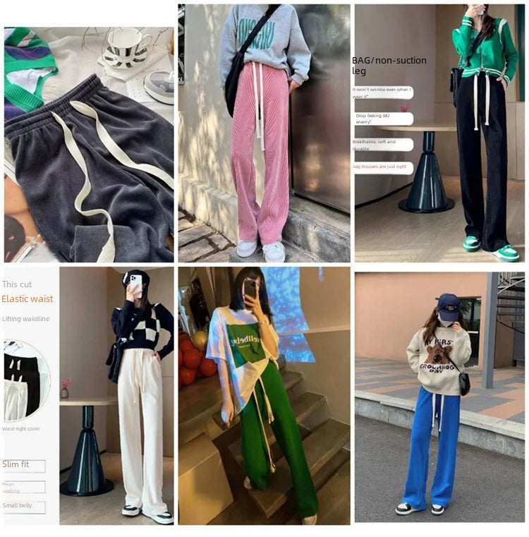 High-quality Snake-bone Straight-leg Bell-bottomed Women's Casual Pants Spring New Style Draped Floor-length Trousers