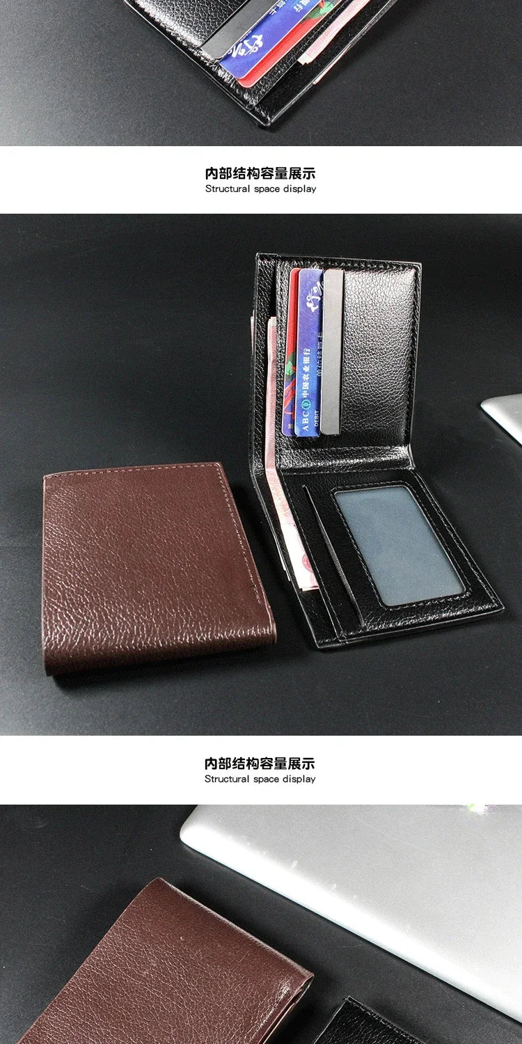 Men's Wallet Genuine Leather Men Wallets Premium Product Real Cowhide Wallets for Man Short Black Walet Portefeuille Homme