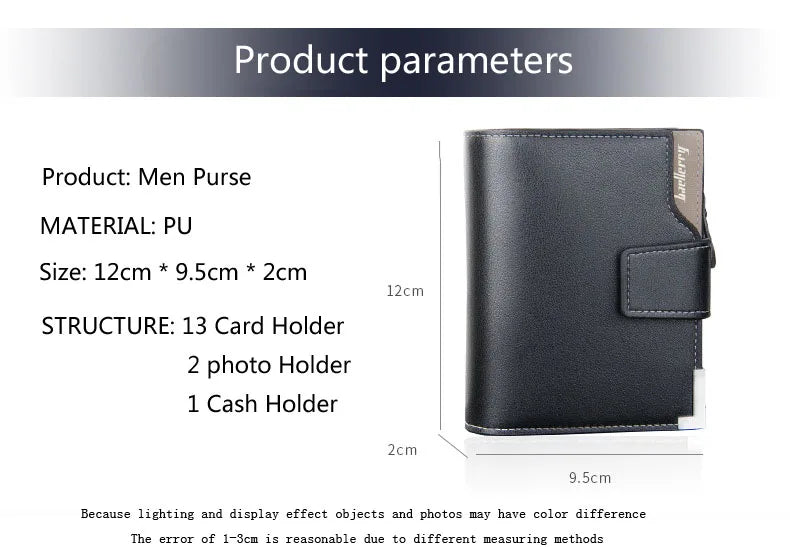 Short Luxury Men Wallets Zipper Coin Pocket Card Holder Male Wallet Clutch Photo Holder Name Engraved Brand Man Purses Wallet