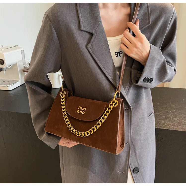 Metal Letter Designer Brand Handbags Top Handle Luxury Shoulder Bags Solid Color Elegant Crossbody Bags Fashion Bags For Women