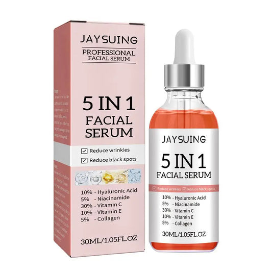 Sérum visage raffermissant 5 en 1 pour atténuer les ridules, hydratant, éclaircissant, vitamine C, acide hyaluronique, sérum visage, rétrécissement des pores, soins de la peau