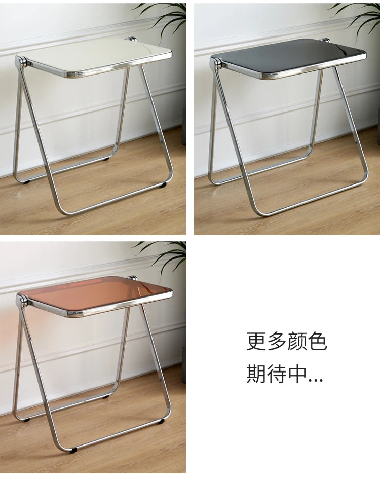 Transparent Folding Table and Chair Set Modern Acrylic Furniture Compact Space-Saving Chairs for Bedroom and Balcony