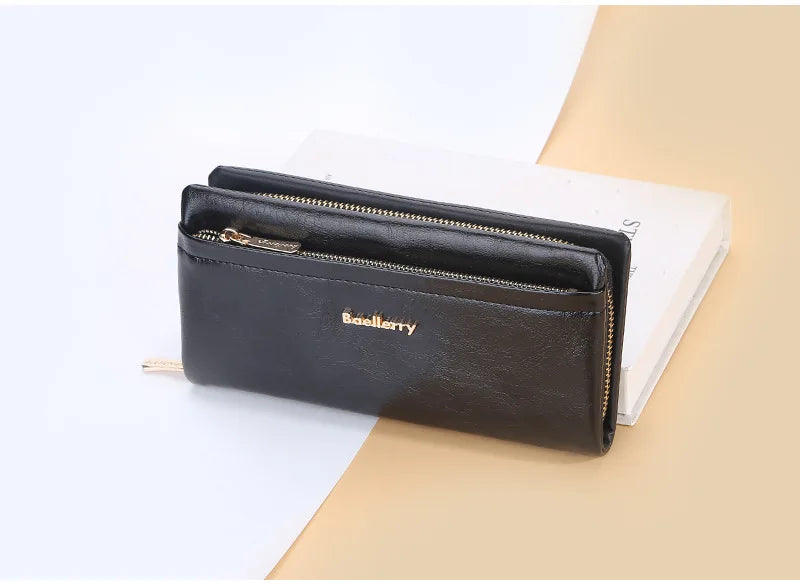 Women Wallets Long Purses for Women with Zipper Coin Pocket Top Quality Card Holder Female Red Soft Leather Wallet Ladies Purse