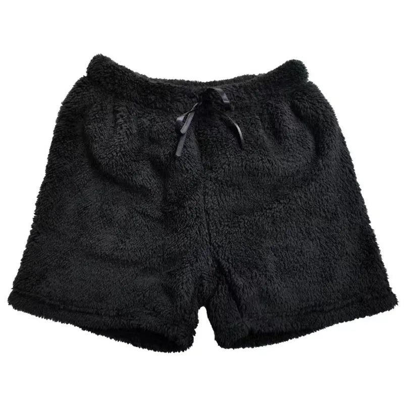 Black White Plush Shorts Womens Slim High Waist Winter Autumn Thick Velvet Pants Aesthetic Elegant Cute Y2k Korean Shorts