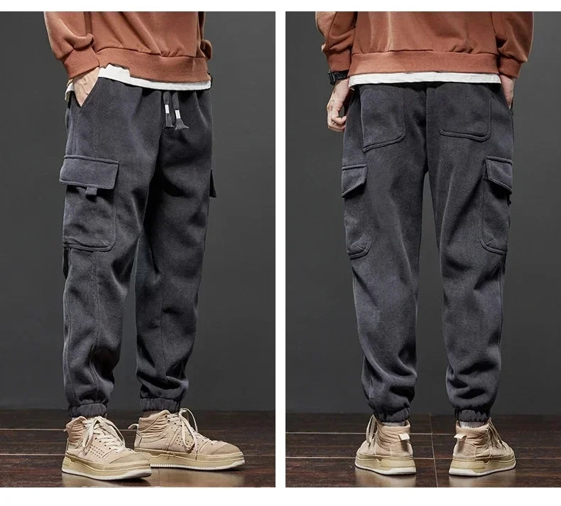 Spring Autumn New Style Elastic Waist Casual Pants for Men Stretch Straight Drawstring Harem Jogging Sports Long Pants Male