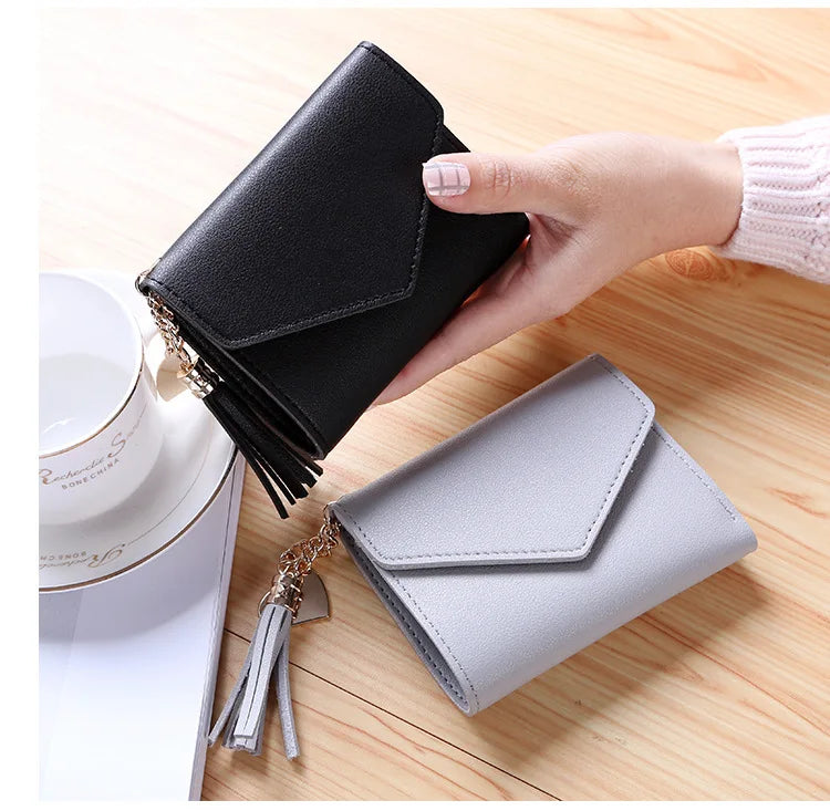 Mini Tassel Wallet Women Fashion Purse Female Short Mini Wallets Korean Students Lovely Purse Female Small Wallet for Women