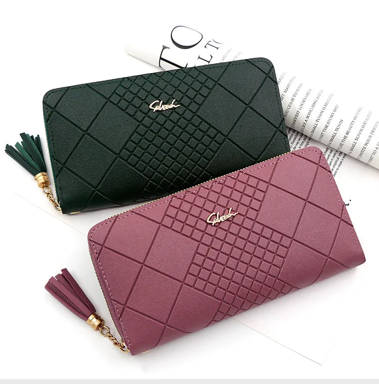 Zipper Money Coin Purse Women Card Holder Long PU Leather Clutch Wallet Large Capacity Lady Wristlet Phone HandBags Money Pocket