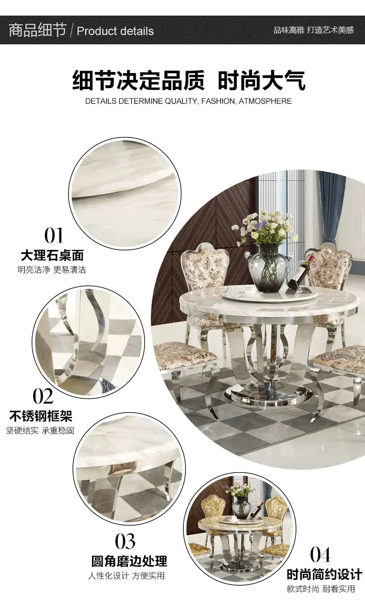 Luxury Stainless Steel Dining Table Italian Restaurant Free Shipping Turntable Table Organizer White Muebles Kitchen Furniture