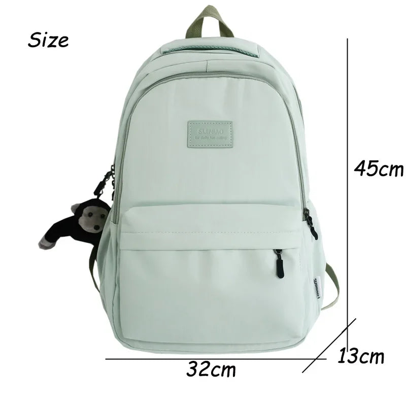 Women's Backpack Solid Color Female Multi-pocket Casual Man Travel Bag High Quality Schoolbag for Teenage Girl Book Knapsack