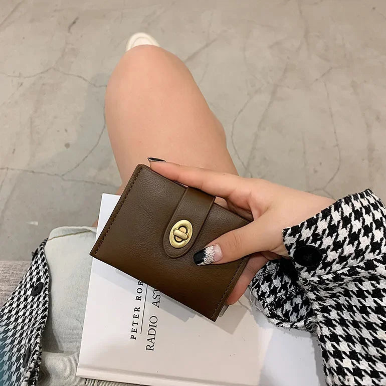 Women's Short Wallet Black Brown Minimalist Versatile Compact Card Bags Coin Purse Money Wallet Monedero Mujer Billetera 지갑