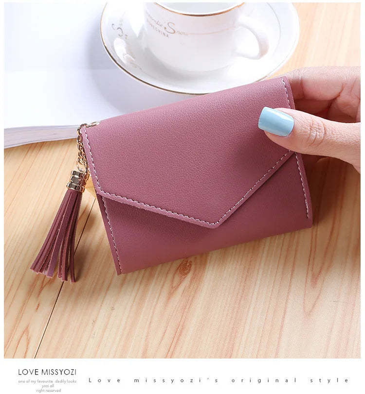 Mini Tassel Wallet Women Fashion Purse Female Short Mini Wallets Korean Students Lovely Purse Female Small Wallet for Women