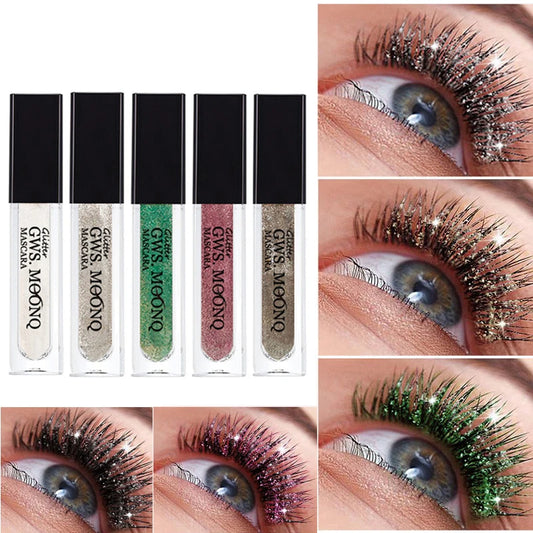 Mascara brillant à paillettes et diamants, imperméable et anti-taches, outil de maquillage pour recourber et allonger les cils