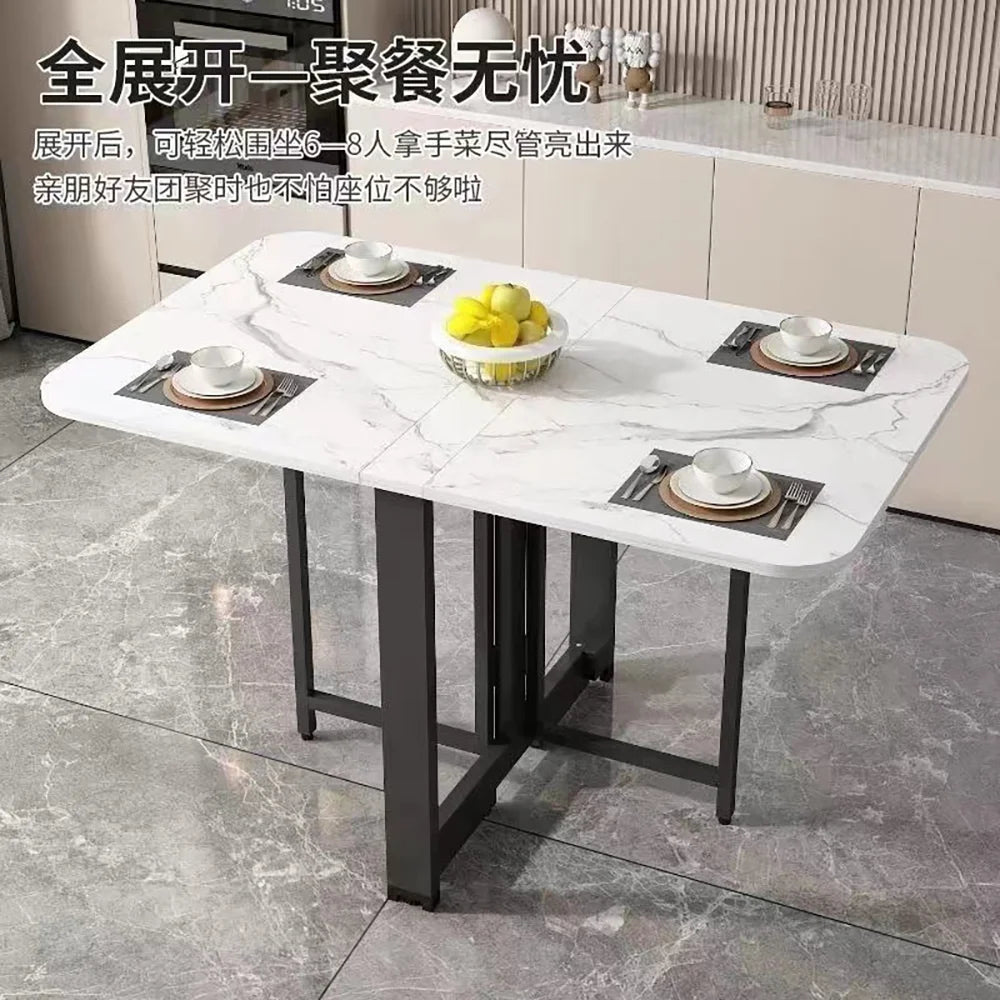 1 Meter Folding Dining Table Home Imitation Rock Board Ultra-thin Multi-functional Combination Dining Table Multi-person Table