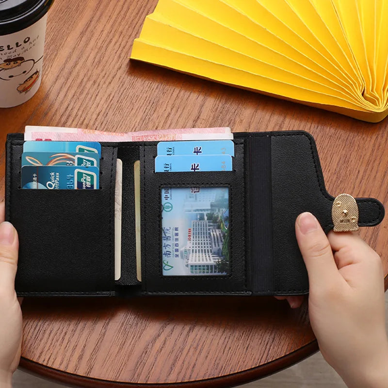 PU Leather Women Wallet Fashion Multi-card Three-fold Money Clip C Letter Coin Purses Women