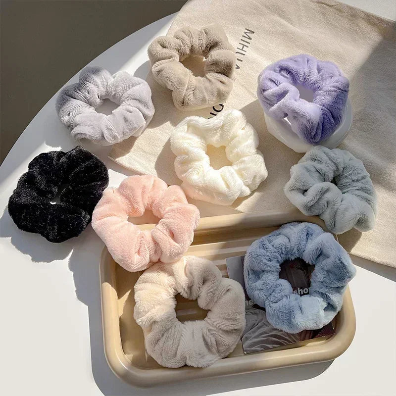 7Pcs/Set Women Hair Scrunchies Velvet Solid Color Hair Band for Girls Ponytail Holder Rubber Bands Hair Ties Hair Accessories