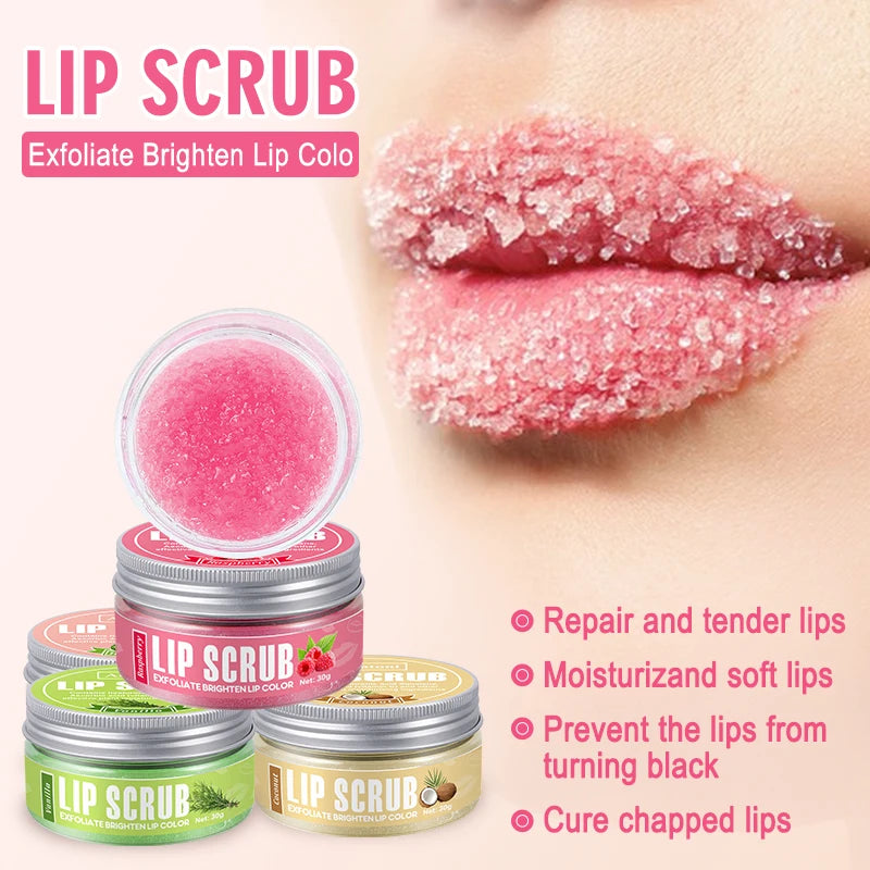 Lip scrub 30g raspberry vanilla coconut watermelon lip brighten exfoliating lip moisturizing gift for women